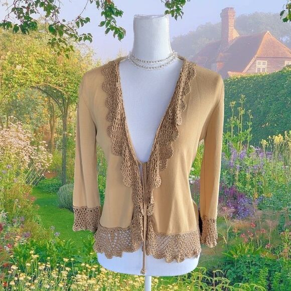 Vintage Joseph A Crocheted Cardigan - Picture 1 of 7